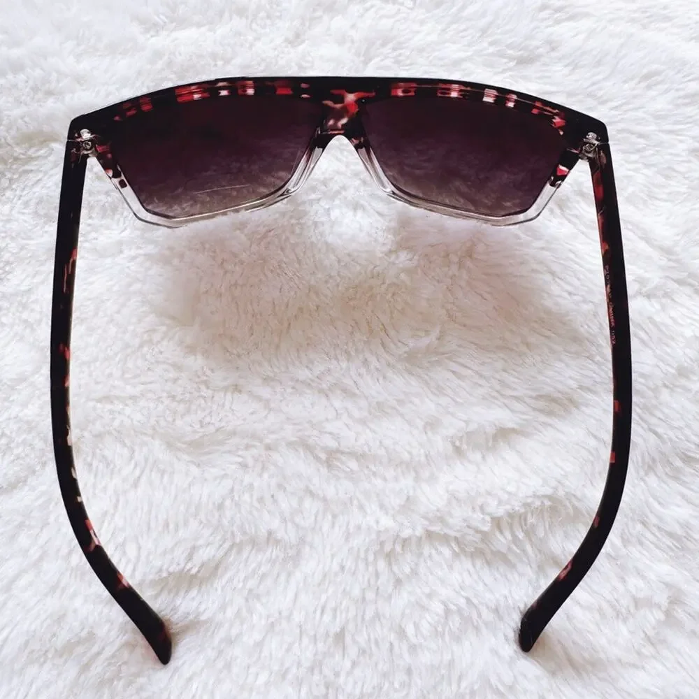 Kira Tortoise Brown & Clear Oversized Sunglasses